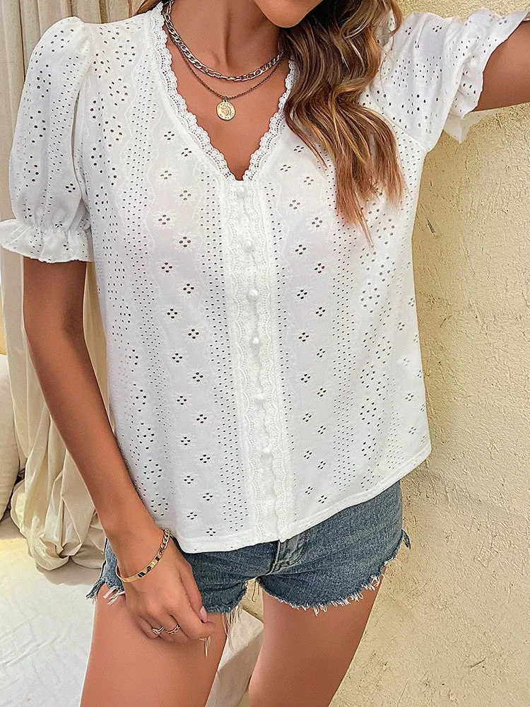Fashion Blouses For Women V Neck Office Work Lady Shirt