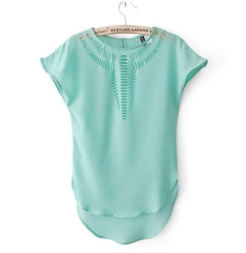Fashion Ladies Blouses Batwing Sleeve Chiffon Hollow Out Ladies Blouses Elegant Clothing