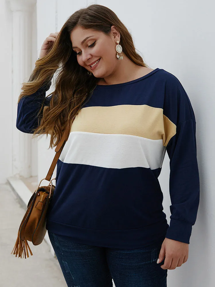 Fat Sister Large Size Women's T-shirt Autumn and Winter Long-sleeved Round Neck Shirt