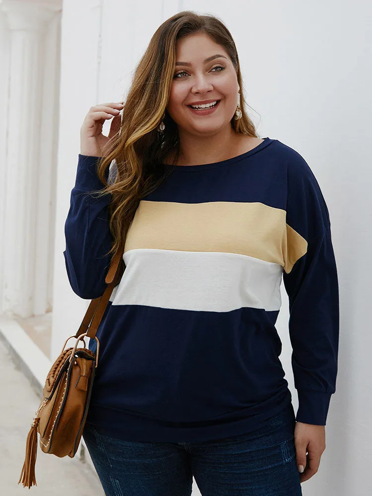 Fat Sister Large Size Women's T-shirt Autumn and Winter Long-sleeved Round Neck Shirt