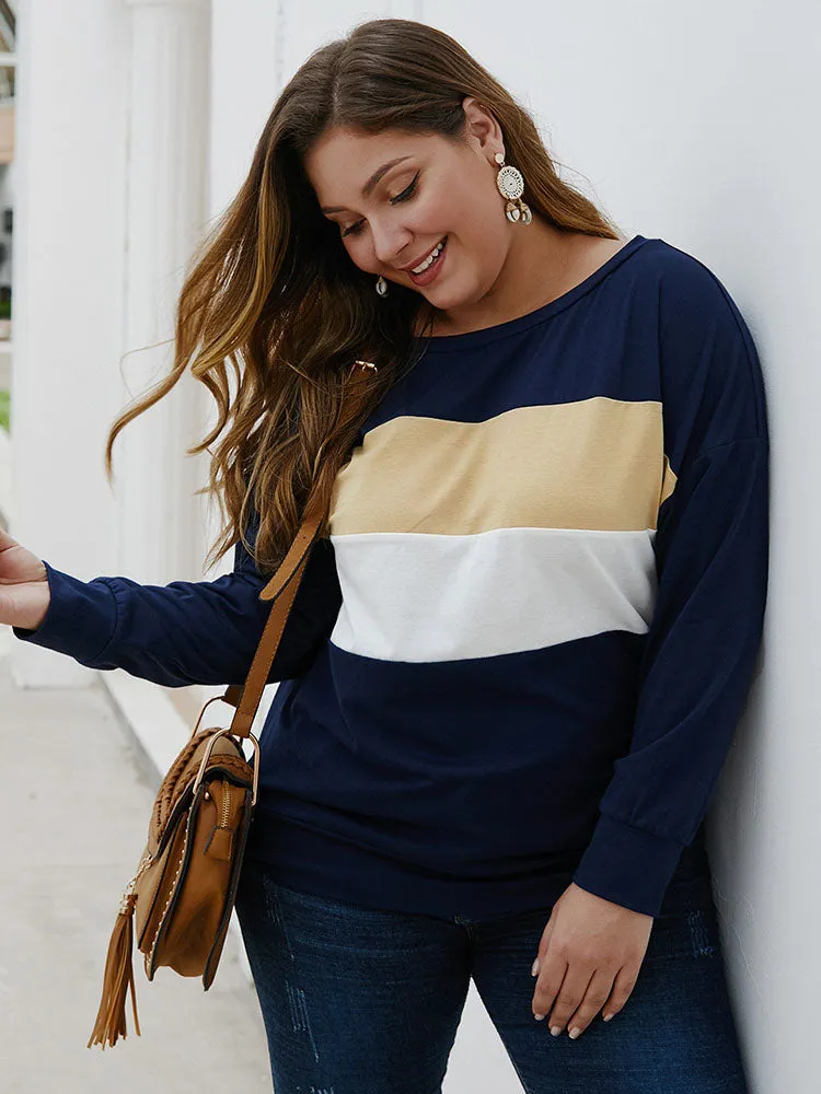 Fat Sister Large Size Women's T-shirt Autumn and Winter Long-sleeved Round Neck Shirt