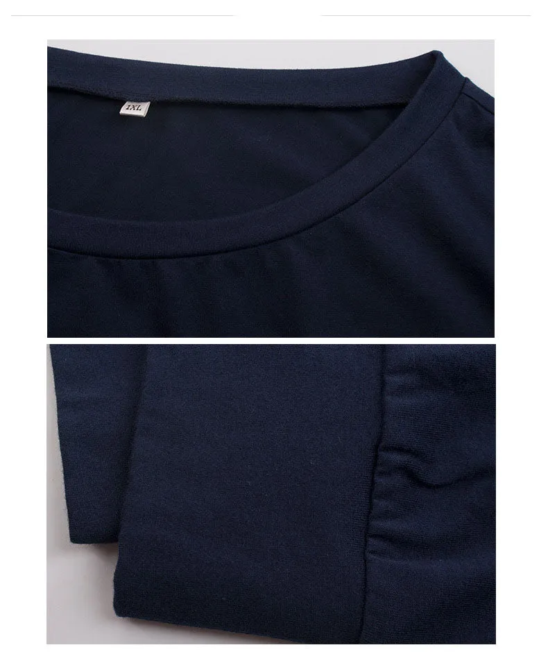 Fat Sister Large Size Women's T-shirt Autumn and Winter Long-sleeved Round Neck Shirt