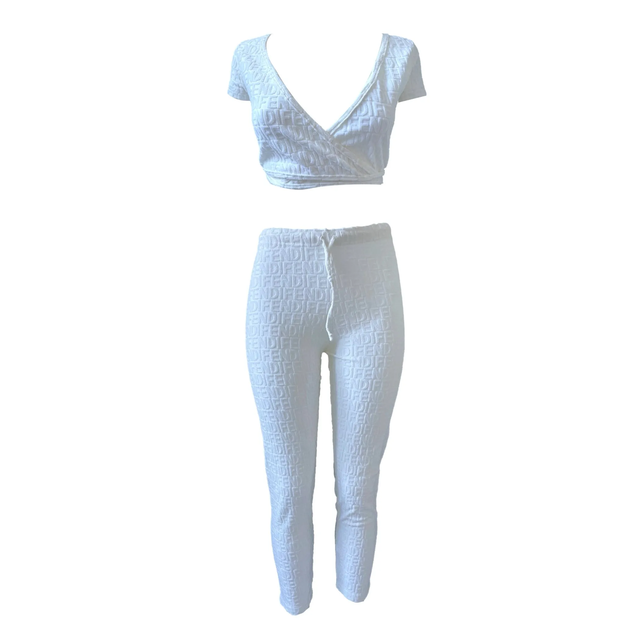 Fendi White Terry Cropped  Set