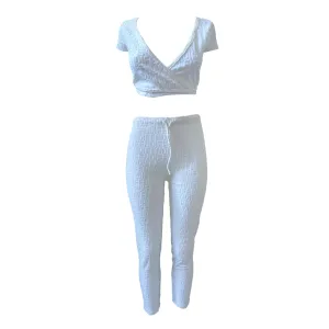 Fendi White Terry Cropped  Set