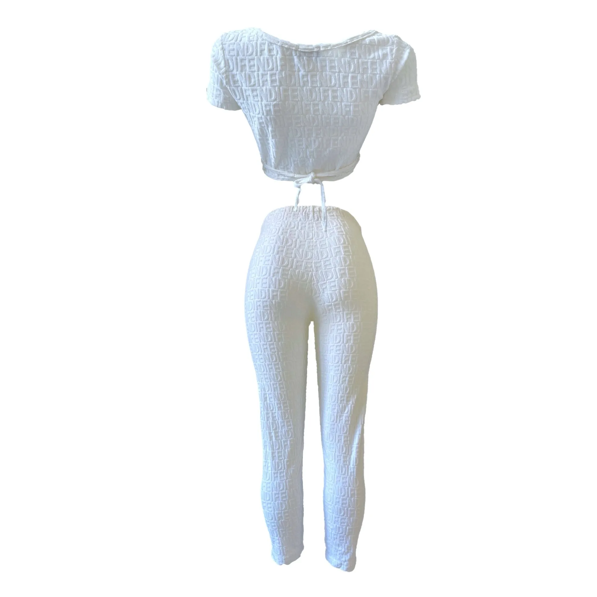 Fendi White Terry Cropped  Set