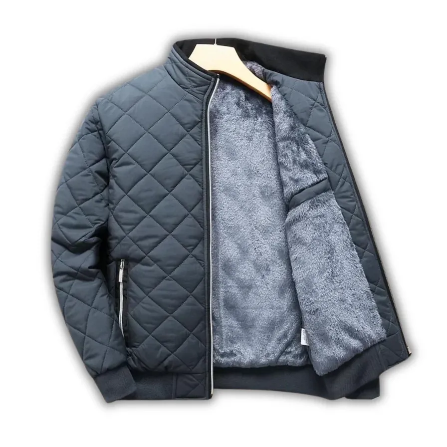 Fleece-lined quilted men's jacket