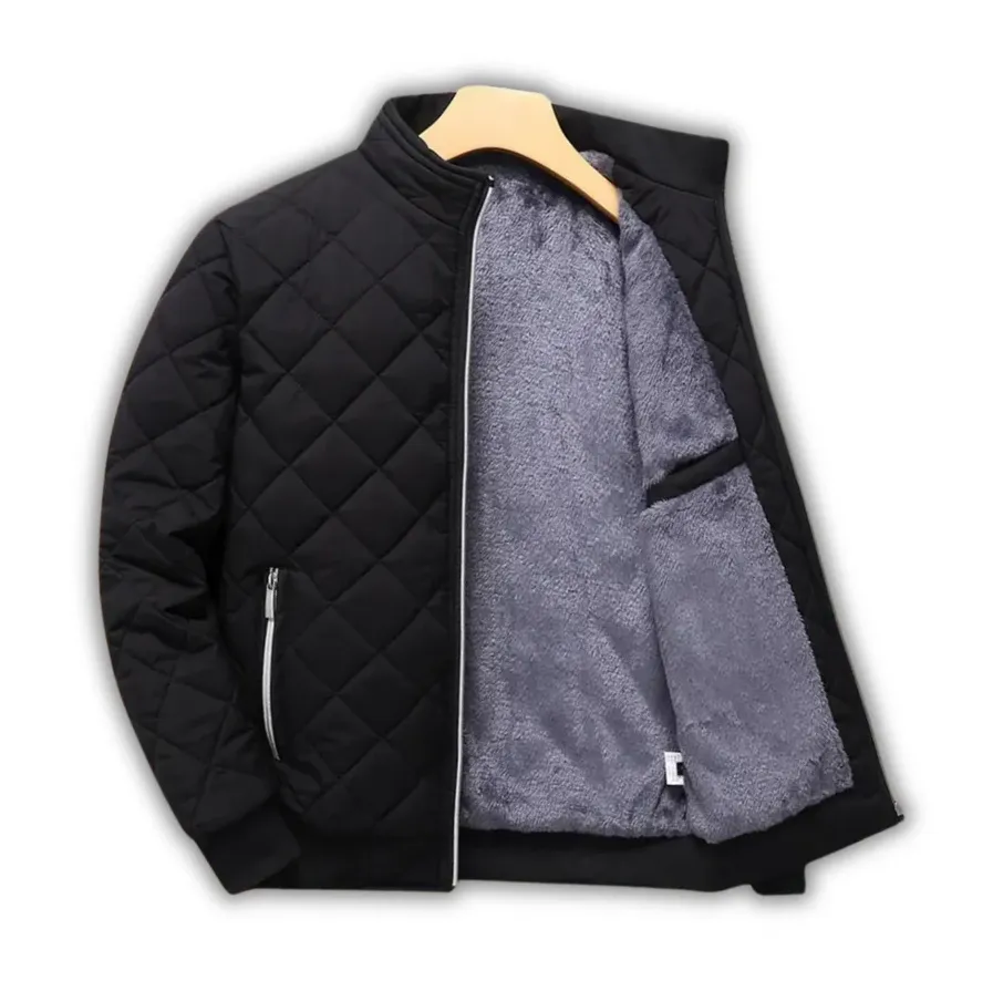 Fleece-lined quilted men's jacket