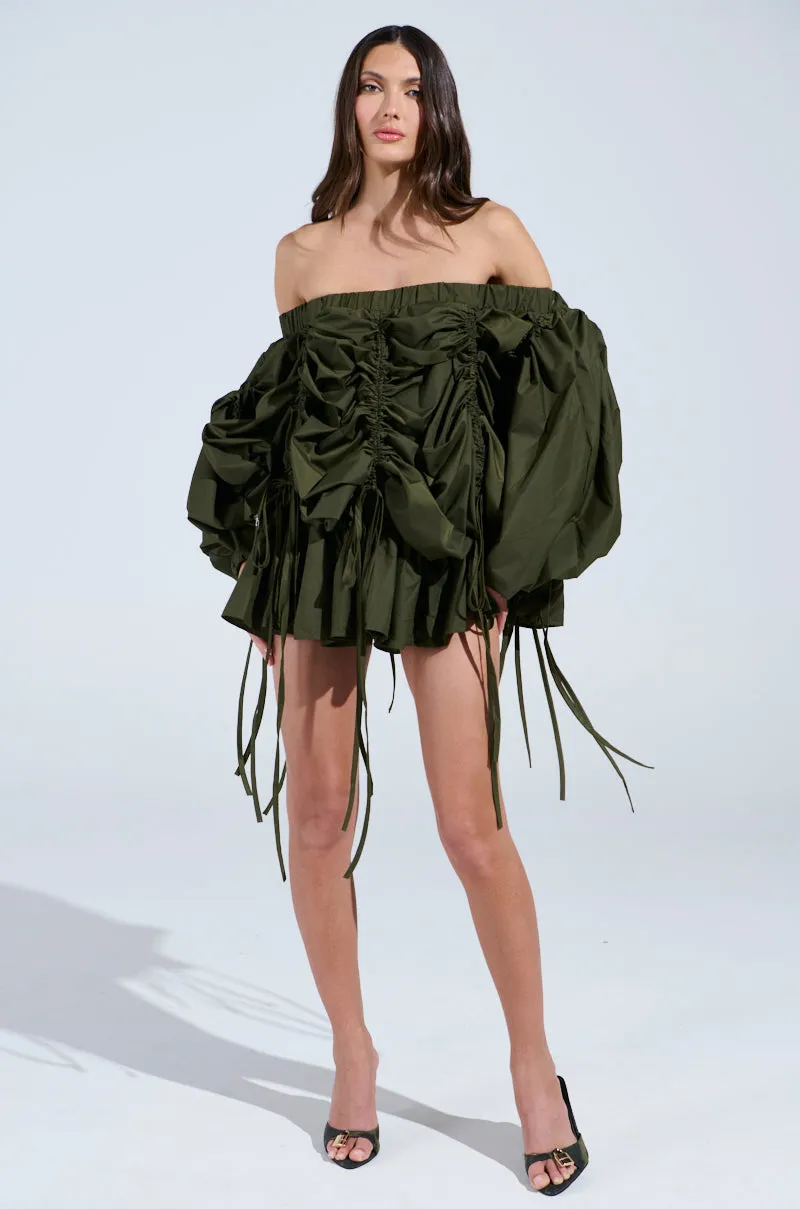 FREE AS CAN BE MINI DRESS IN OLIVE