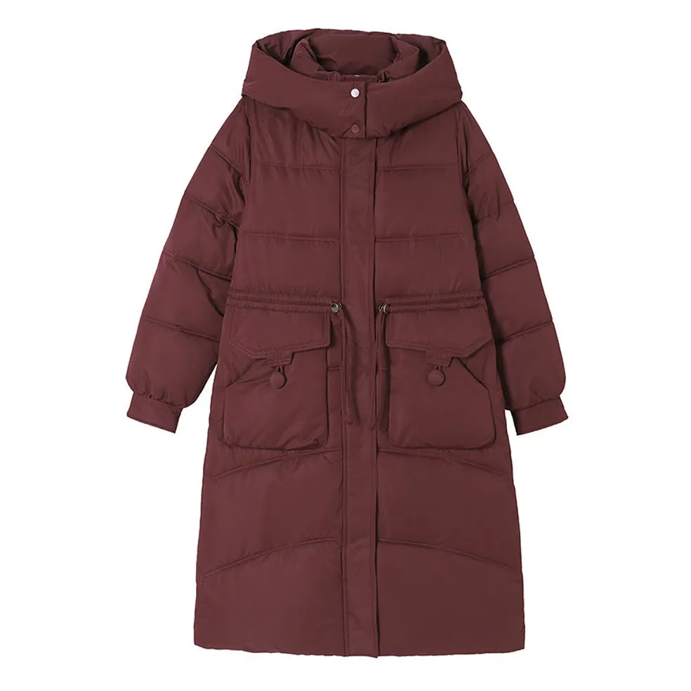 Full Zip Oversized Women's Puffer Jacket with a Cozy Hooded Design