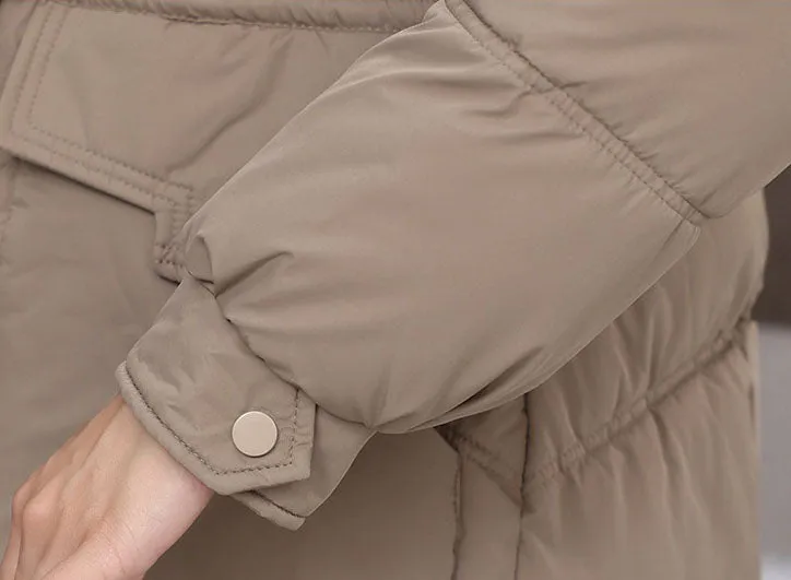 Full Zip Oversized Women's Puffer Jacket with a Cozy Hooded Design