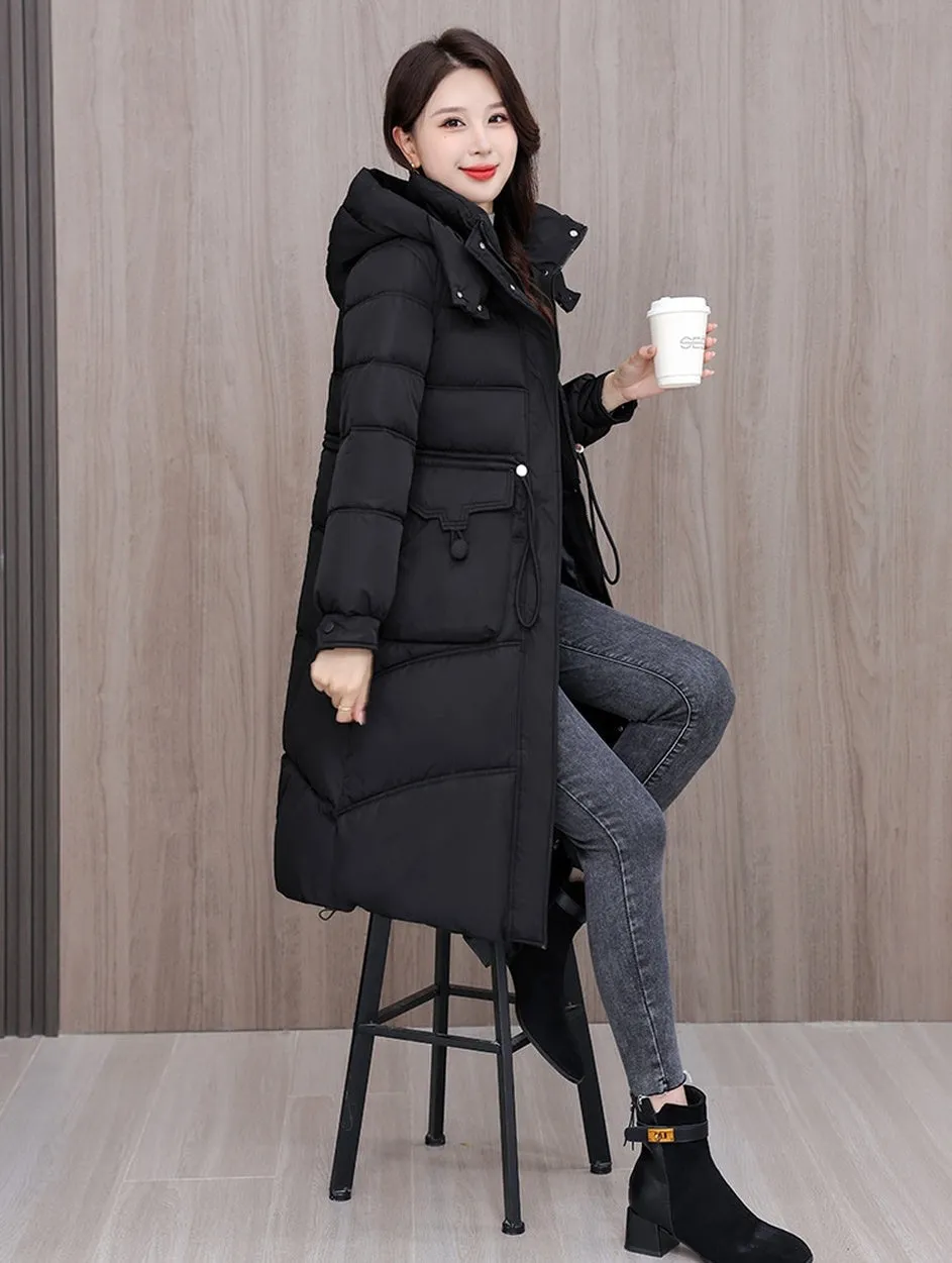 Full Zip Oversized Women's Puffer Jacket with a Cozy Hooded Design