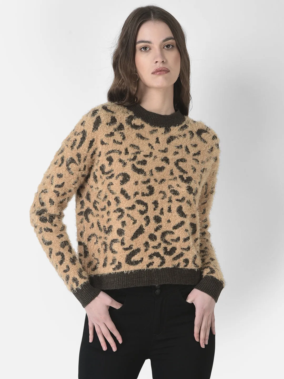 Fuzzy Animal Print Sweater