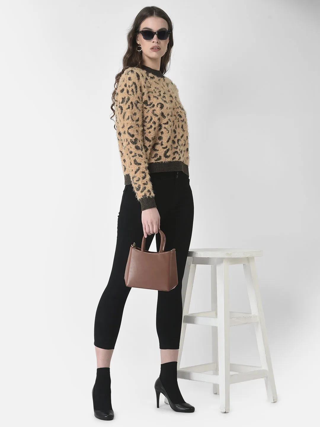 Fuzzy Animal Print Sweater