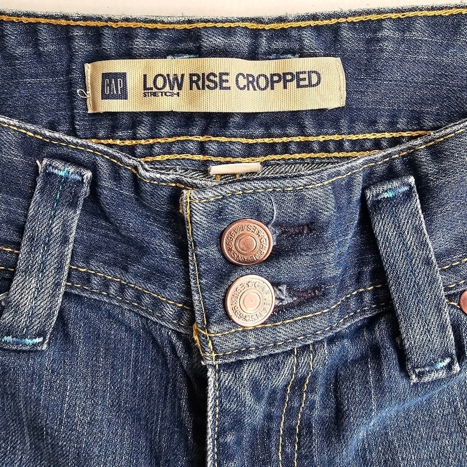 Gap Low Rise Cropped Straight Y2K Vintage Leg Blue Jeans Size 8