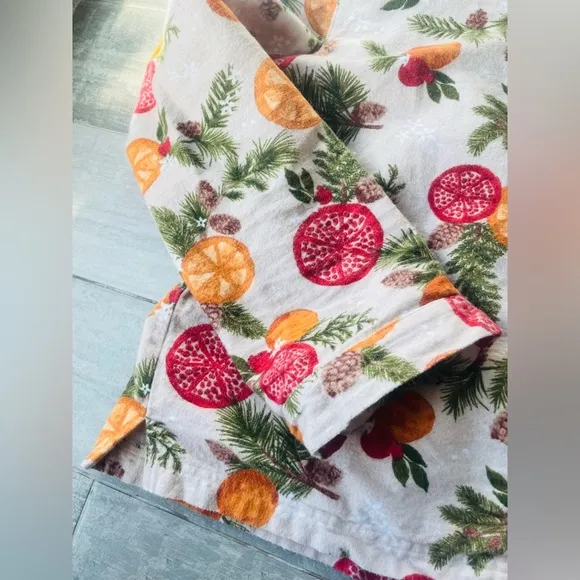 Garnet Hill Organic Cotton Oranges Garnet Slices Print PJ Robe Top L