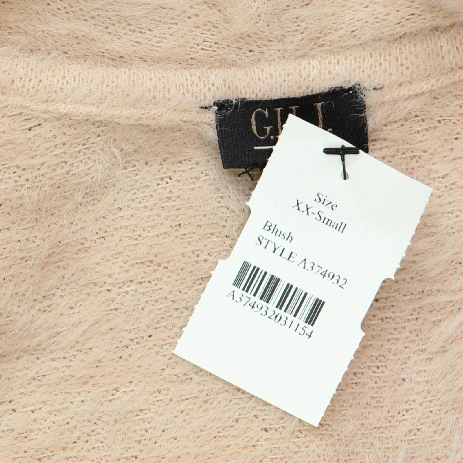 GILI Womens Jacquard Open Front Knit Fuzzy Cardigan A374932 Blush Pink 2XS