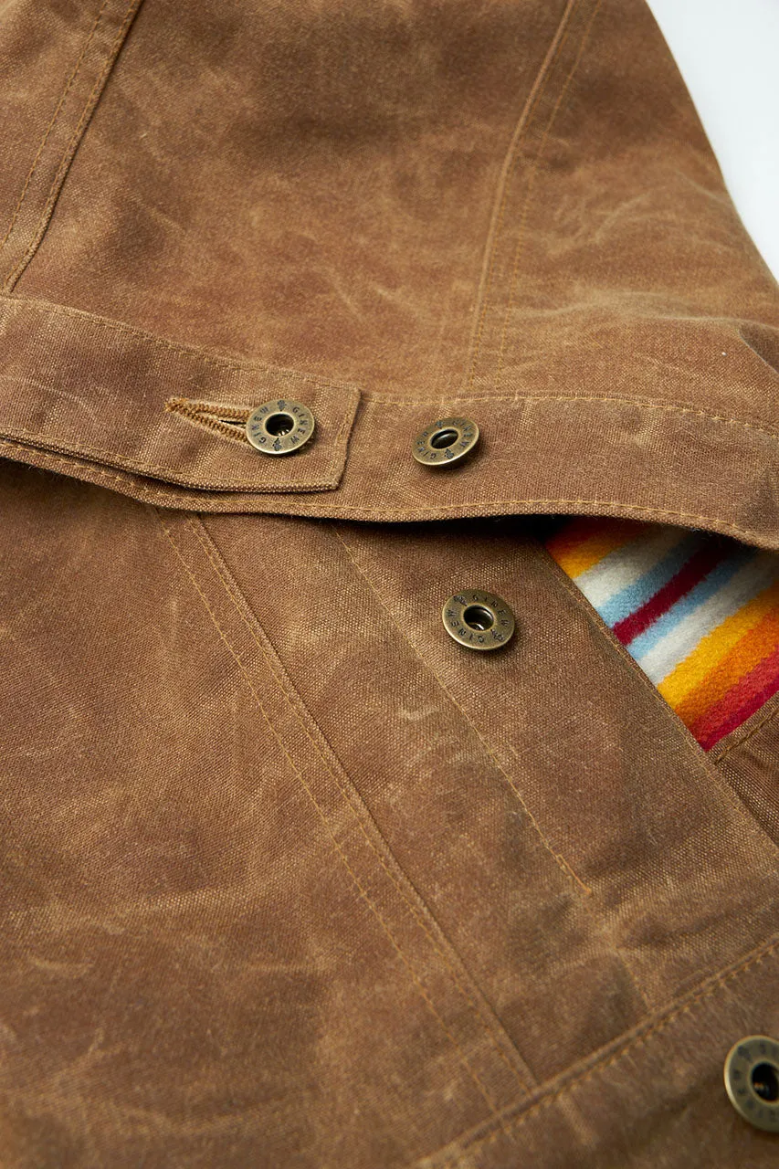 Ginew Wax Rider Coat Brown "Facing East" Lining