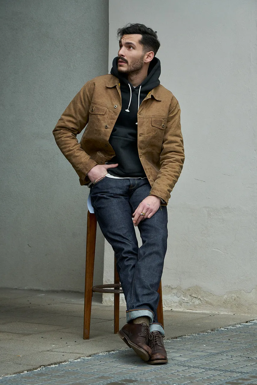 Ginew Wax Rider Coat Brown "Facing East" Lining