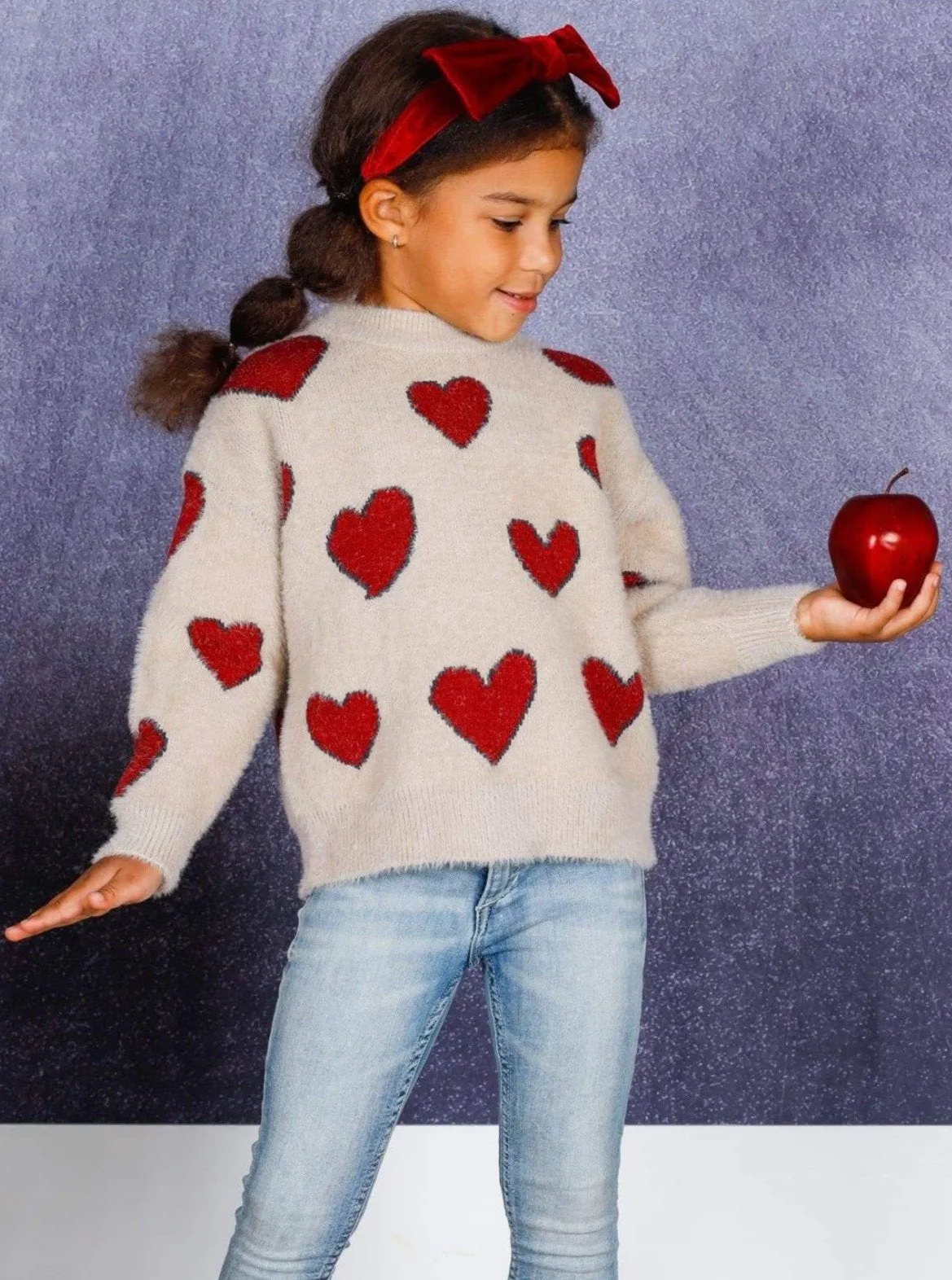 Girls Lovey Dovey Heart Sweater