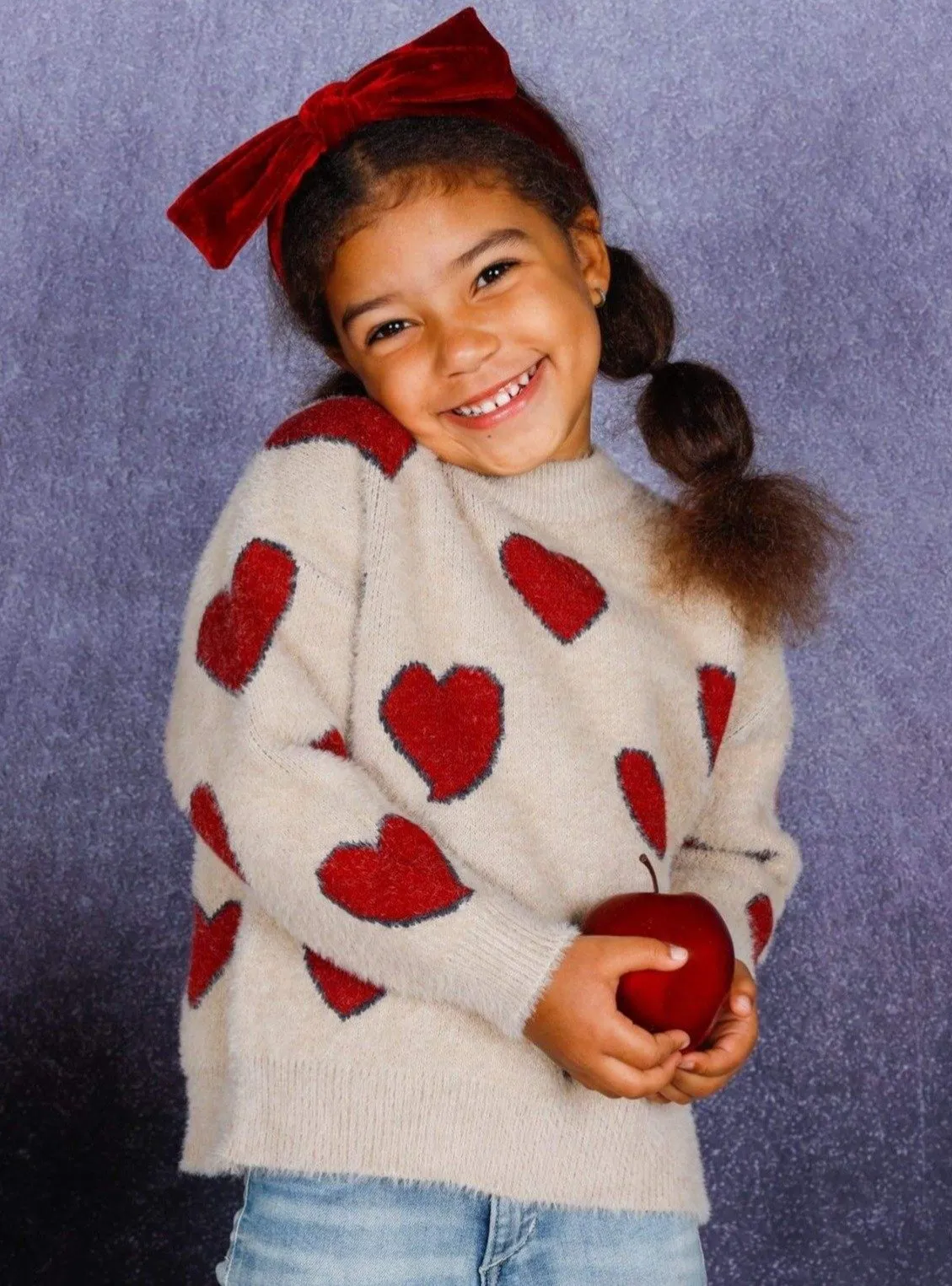 Girls Lovey Dovey Heart Sweater