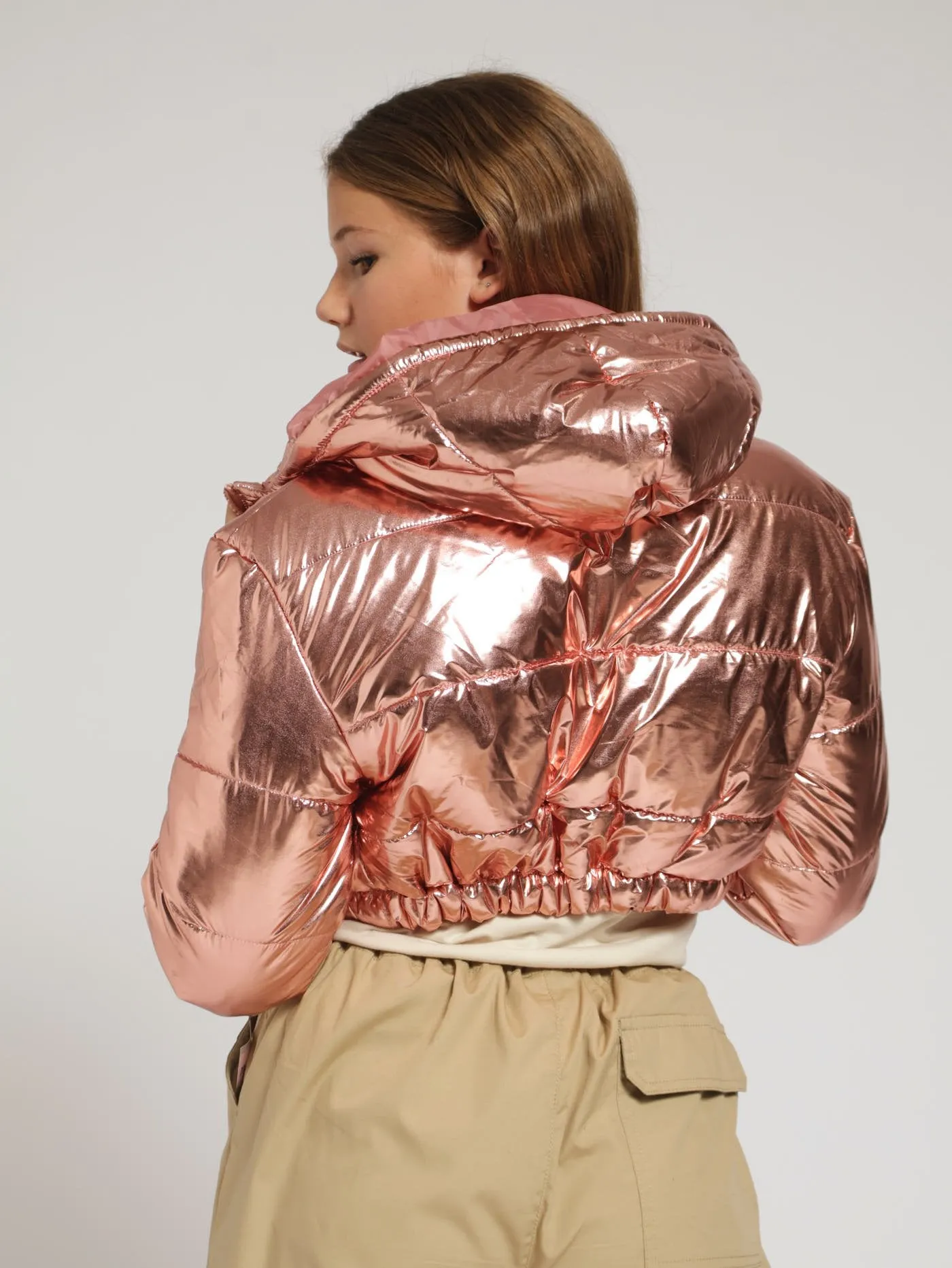 Girls Puffer Jacket - Metallic