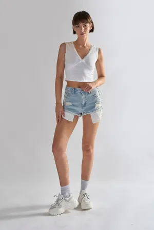 Glamorous Bleach Stonewash Denim Shorts