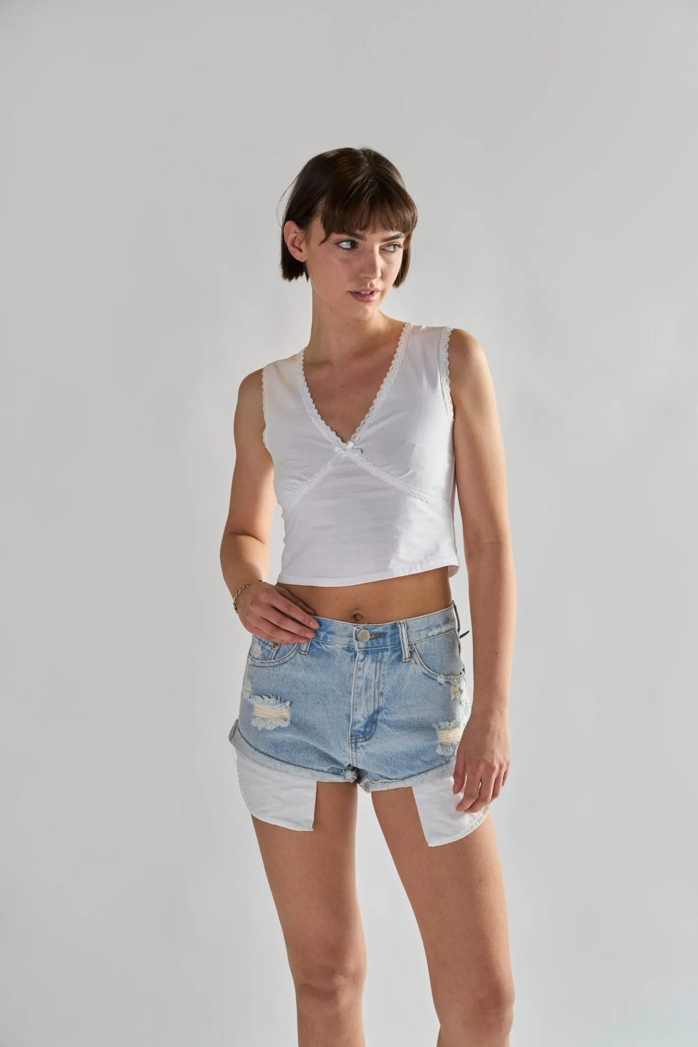 Glamorous Bleach Stonewash Denim Shorts