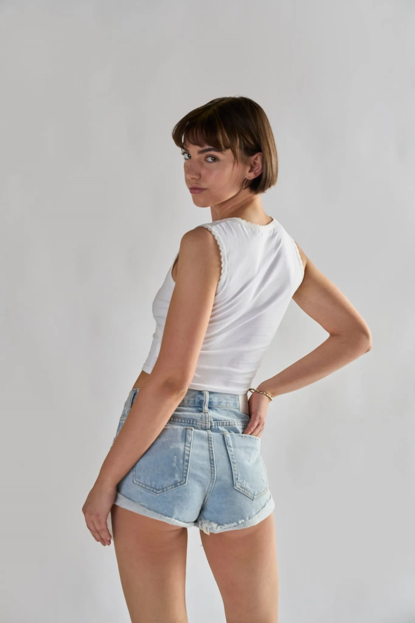 Glamorous Bleach Stonewash Denim Shorts