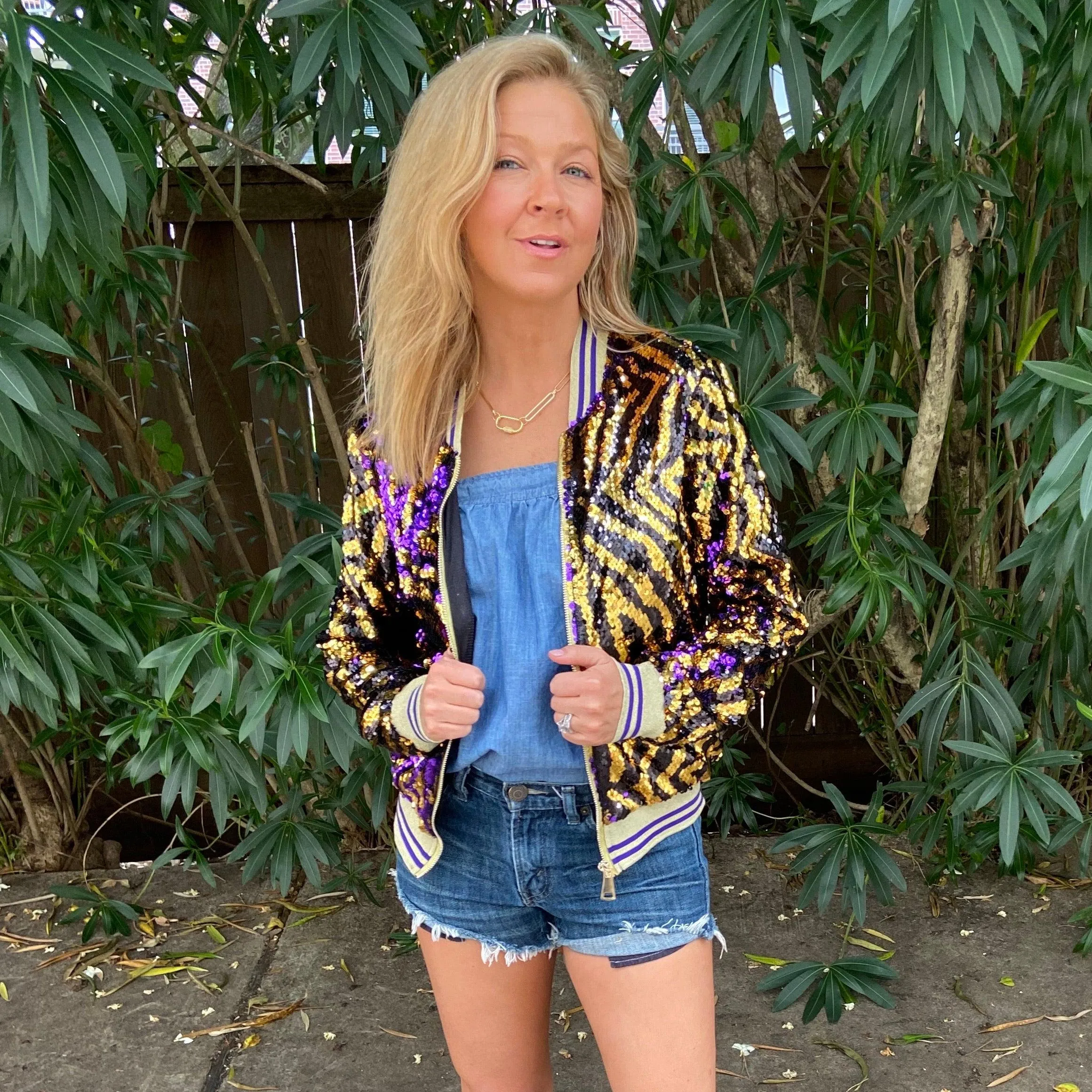 GLEAUX GIRL™ ORIGINAL GAMEDAY™ SEQUIN JACKET  TIGER STRIPE