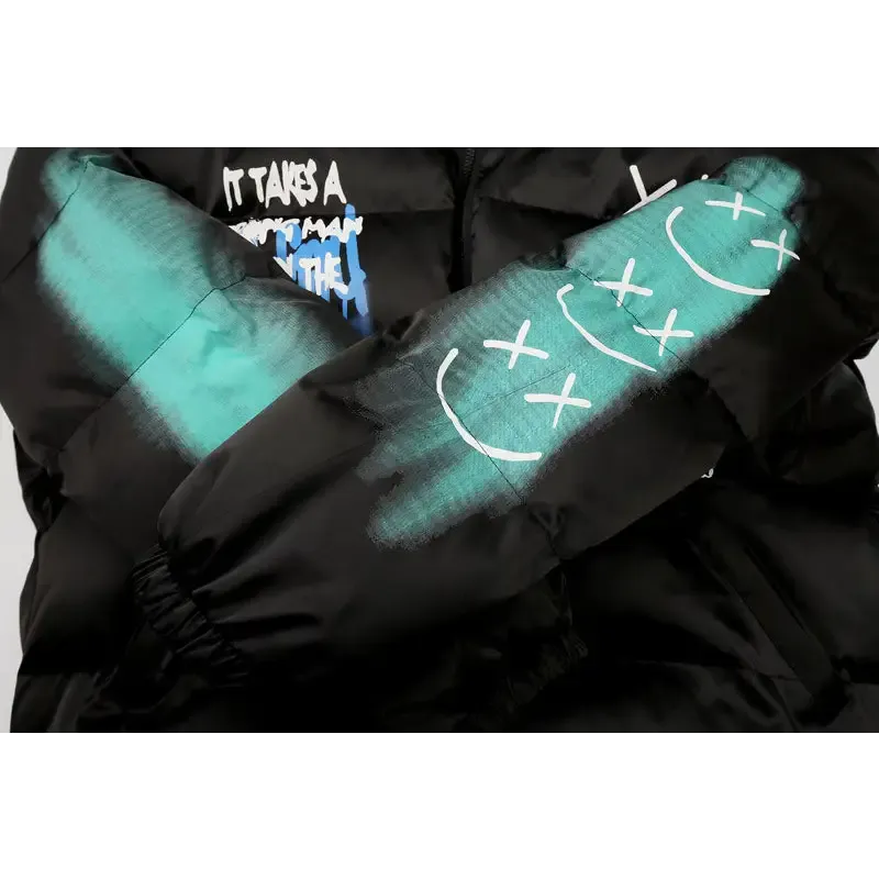 Graffiti Y2K Cotton Quilted Jacket for Comfort and Style