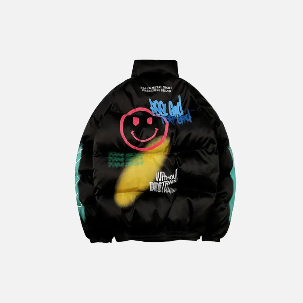 Graffiti Y2K Cotton Quilted Jacket for Comfort and Style