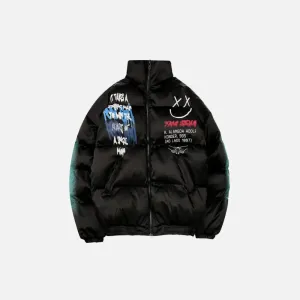 Graffiti Y2K Cotton Quilted Jacket for Comfort and Style