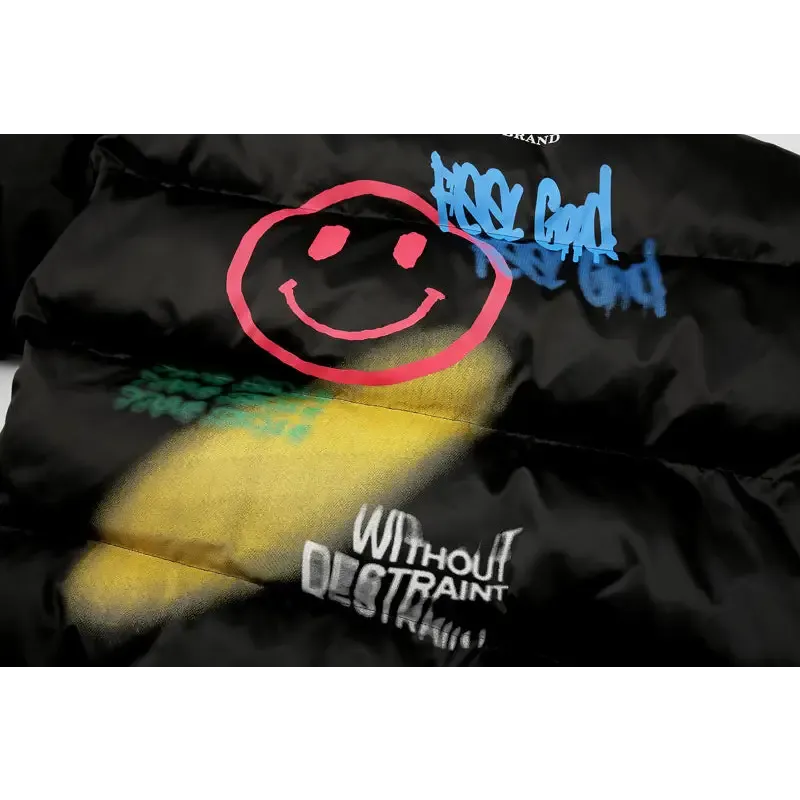 Graffiti Y2K Cotton Quilted Jacket for Comfort and Style