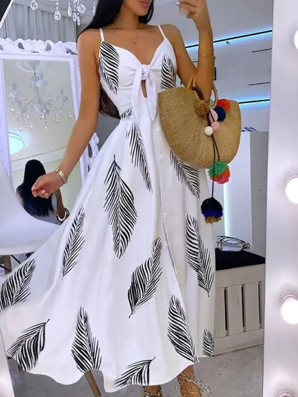 Halter Maxi Dress with Lace-Up Front and Tie-Front Detail