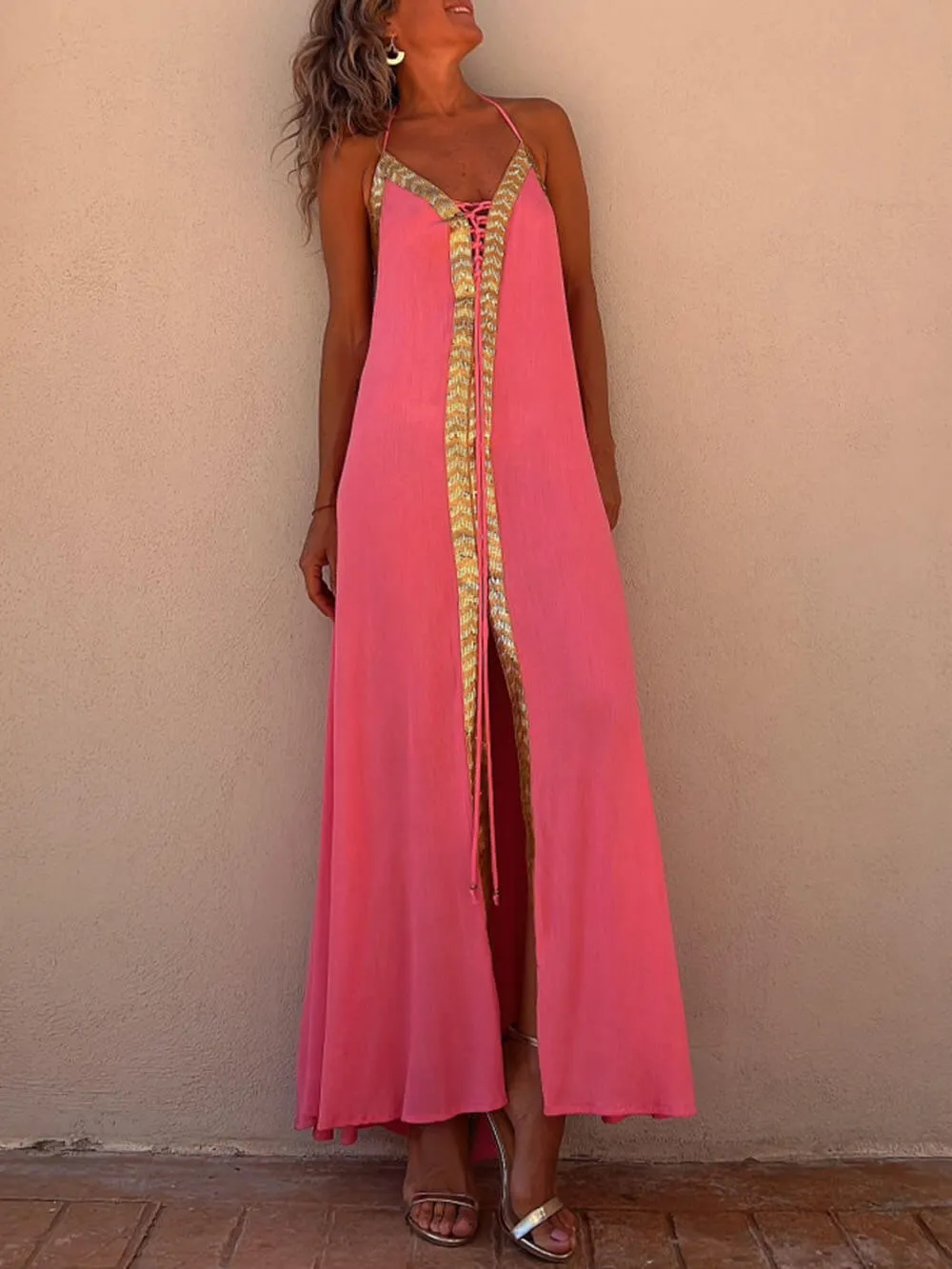 Halter Neck Casual Charming Resort Maxi Dress