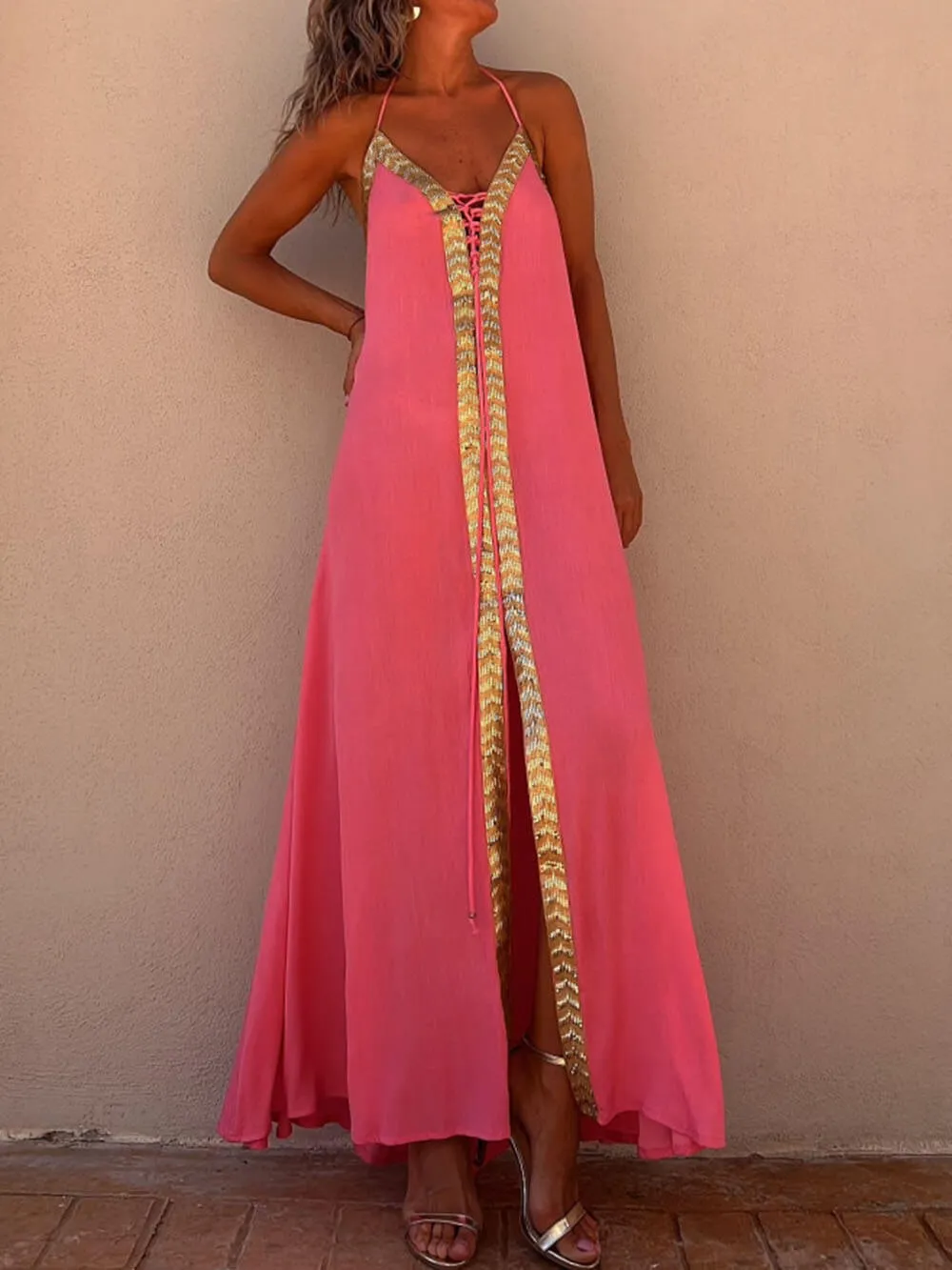 Halter Neck Casual Charming Resort Maxi Dress