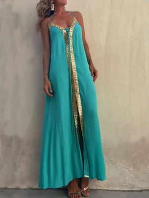 Halter Neck Casual Charming Resort Maxi Dress