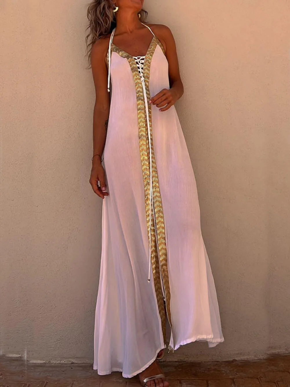 Halter Neck Casual Charming Resort Maxi Dress