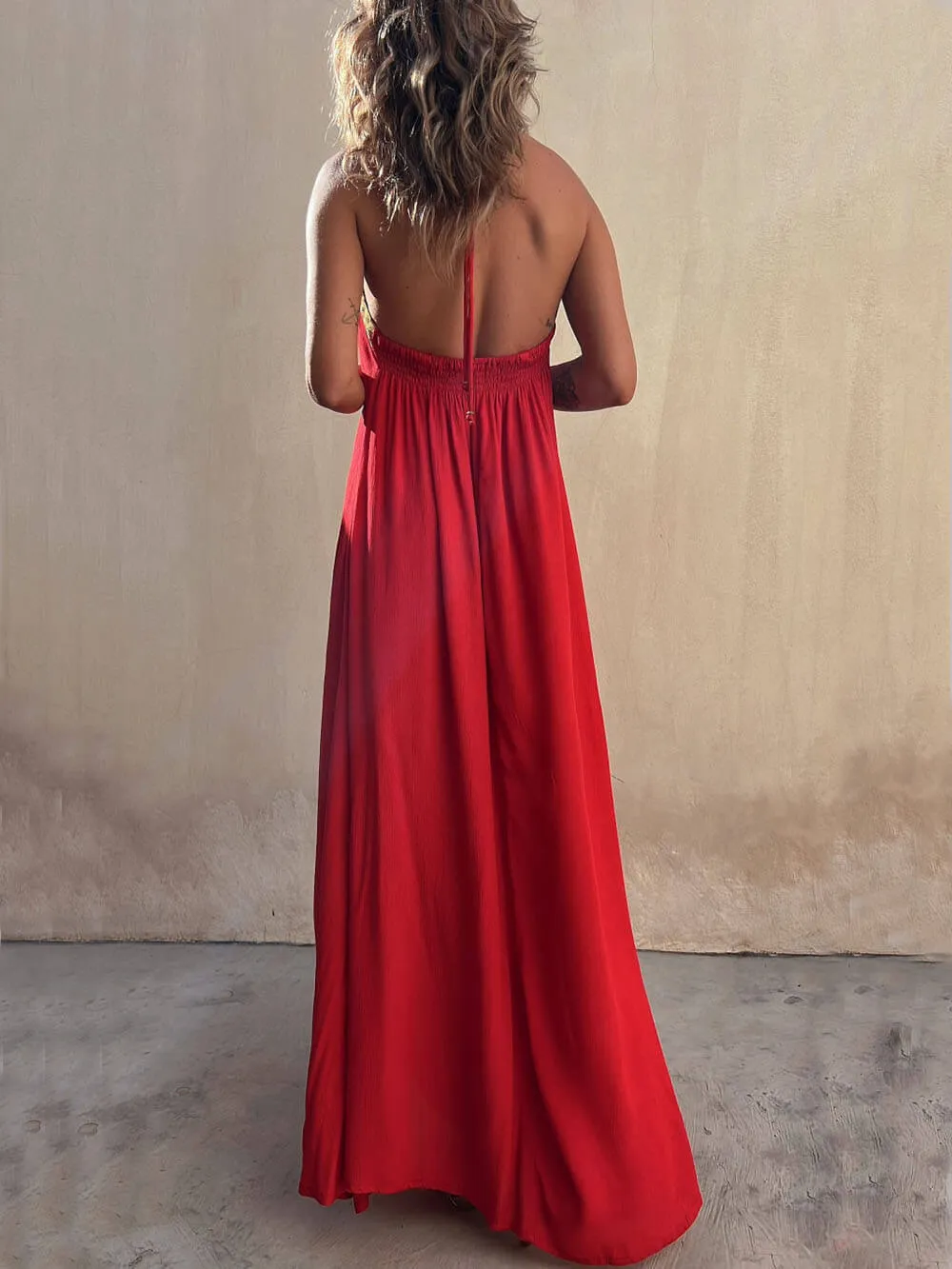 Halter Neck Casual Charming Resort Maxi Dress