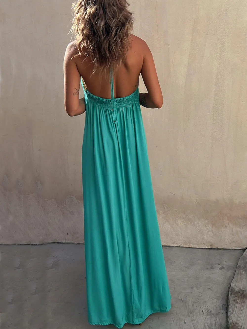 Halter Neck Casual Charming Resort Maxi Dress