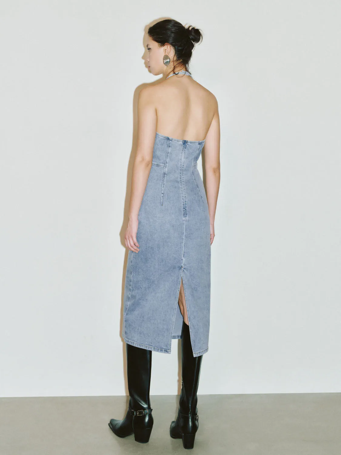 Halter Neck Denim Dresses