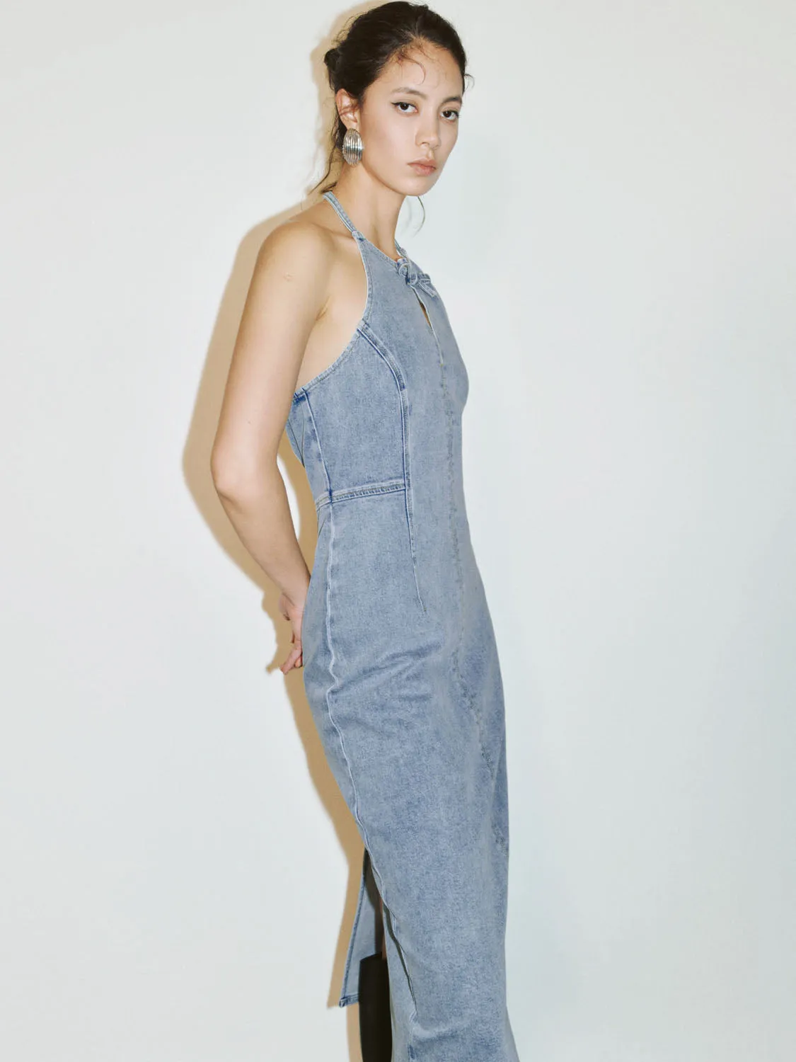 Halter Neck Denim Dresses
