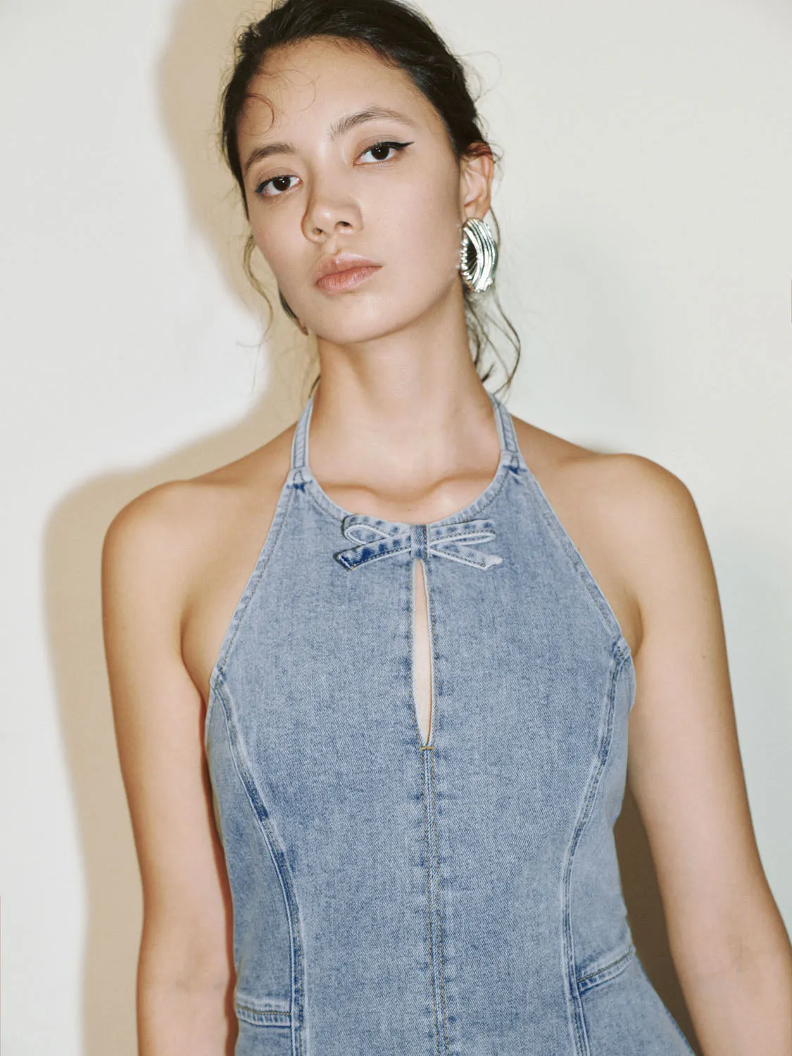 Halter Neck Denim Dresses