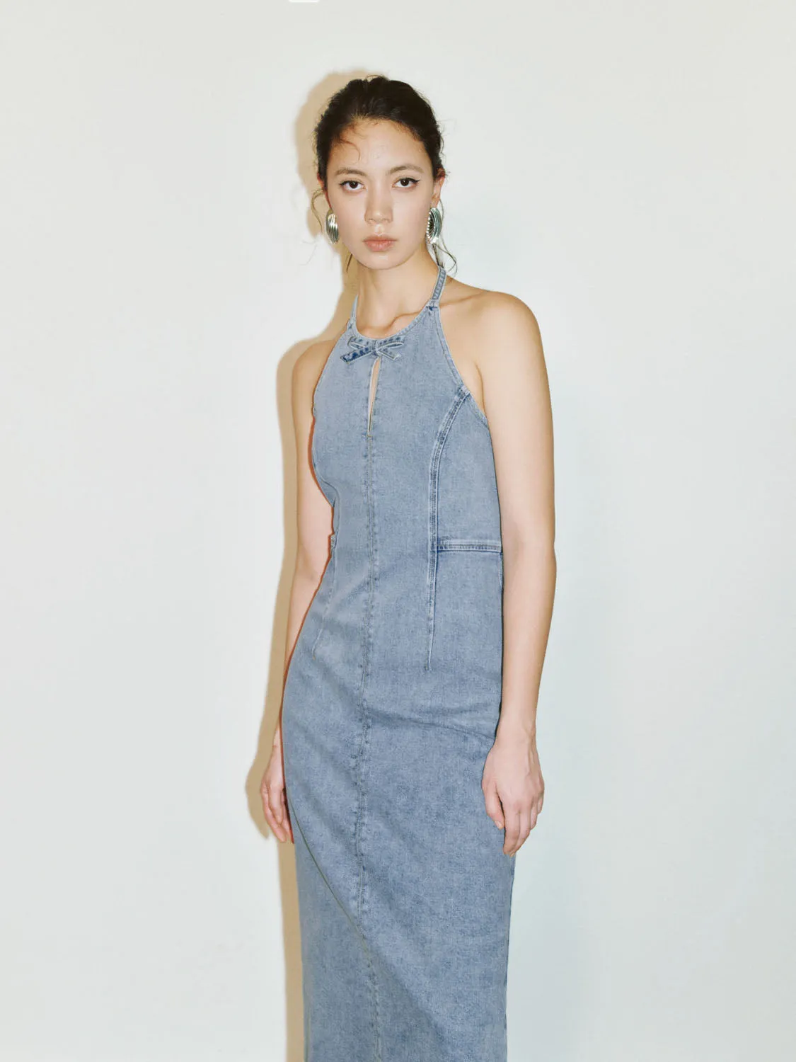 Halter Neck Denim Dresses