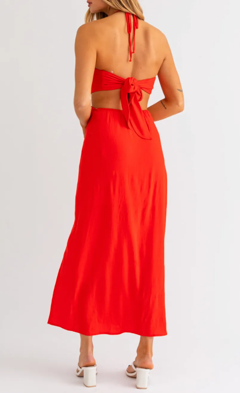 Halter Tie Back Maxi Dress