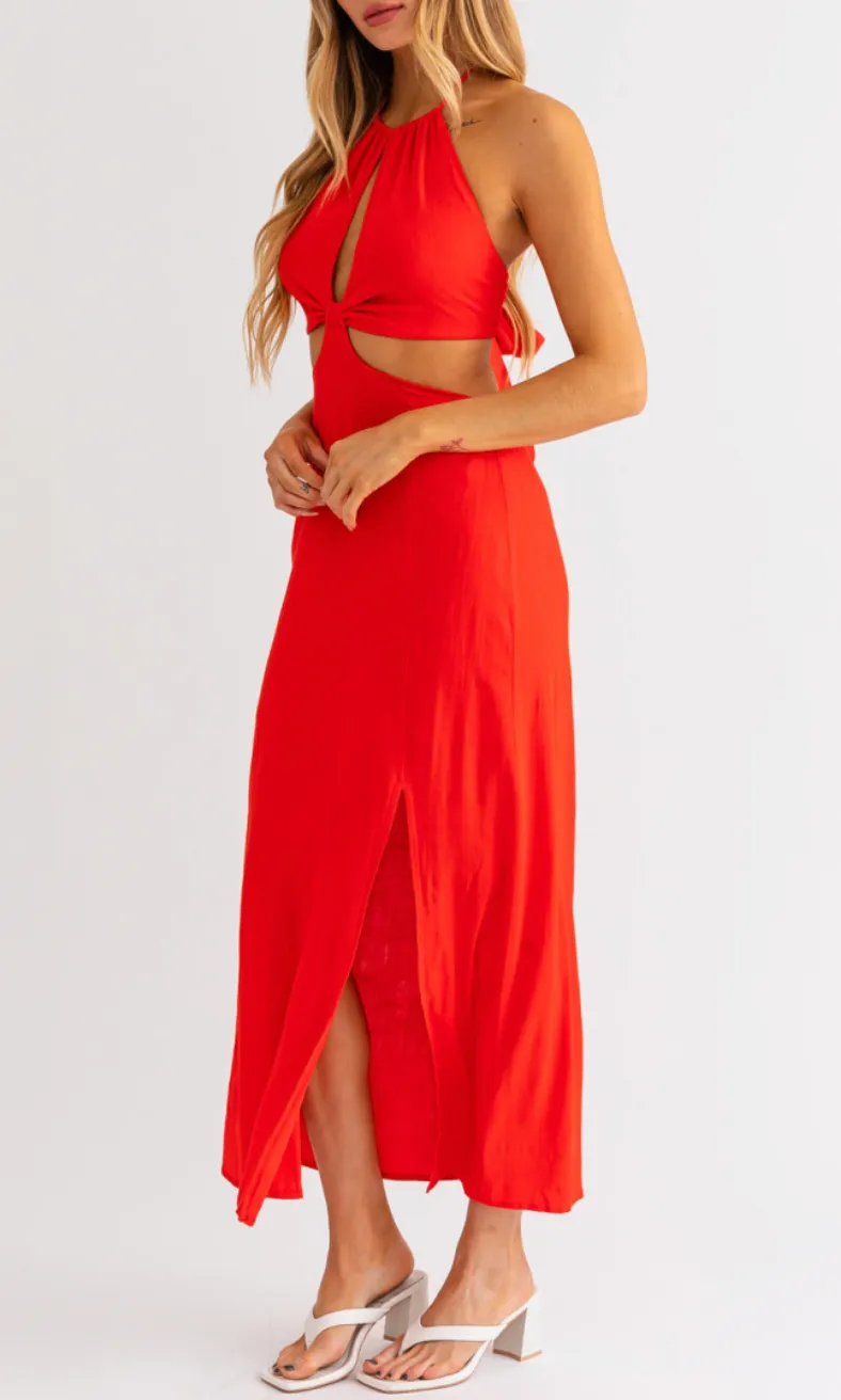 Halter Tie Back Maxi Dress