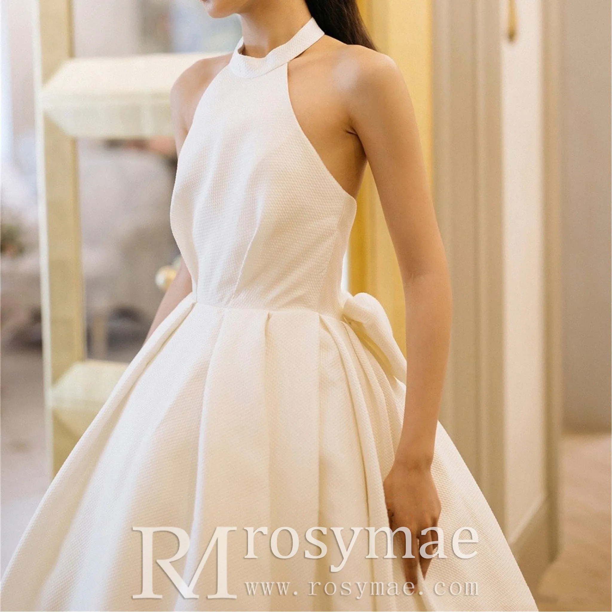 Halter Wedding Dresses High Neck Bridal Gowns with Backless