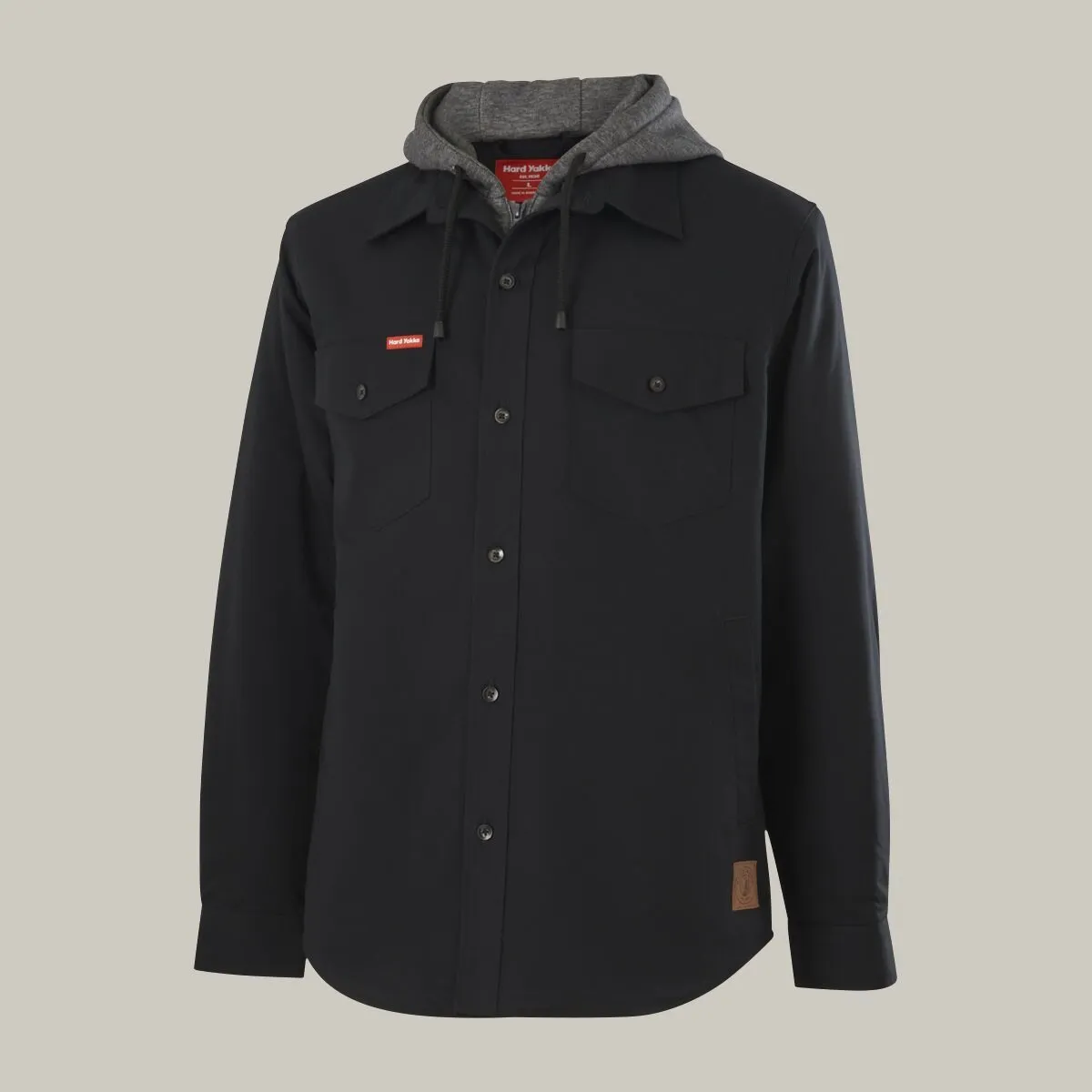 Hard Yakka Men's Heritage Quilted Hooded Shacket - Black