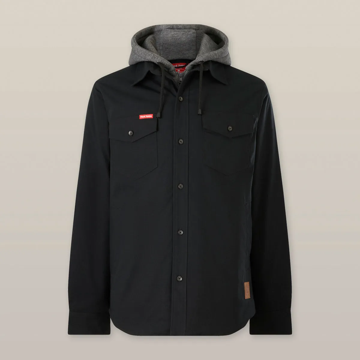 Hard Yakka Men's Heritage Quilted Hooded Shacket - Black
