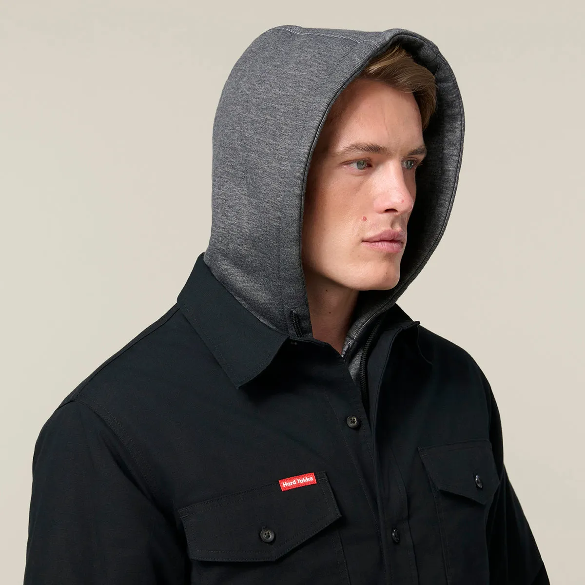 Hard Yakka Men's Heritage Quilted Hooded Shacket - Black